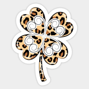 Cute Leopard Shamrock Sticker